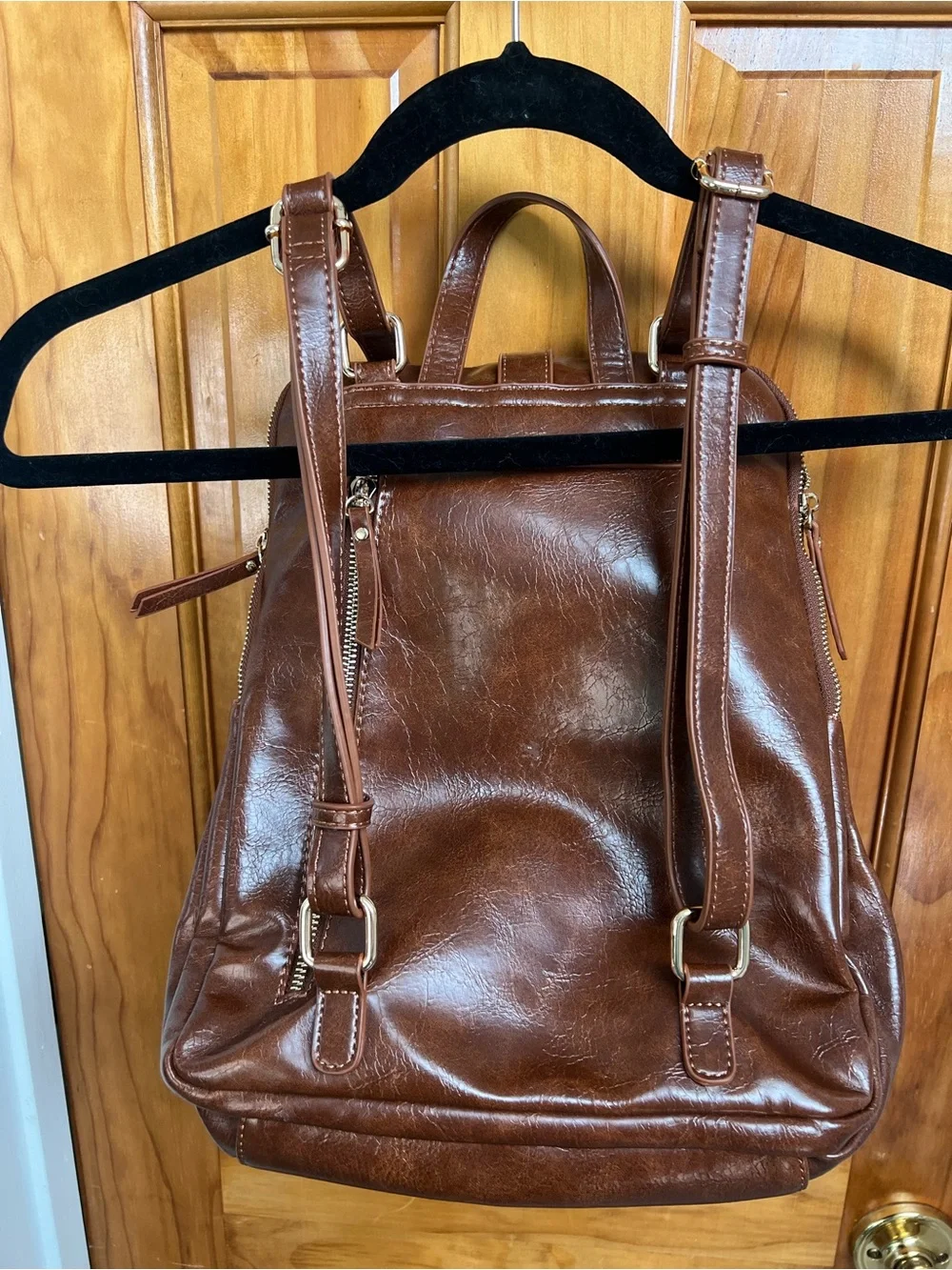 Antik Kraft Yara Vegan Leather Backpack Convertible to Crossbody Dark Brown
